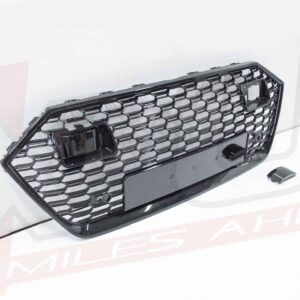 Audi A7 S7 4K8 2018-2020 RS7 style front honeycomb mesh grill gloss black with ACC holes