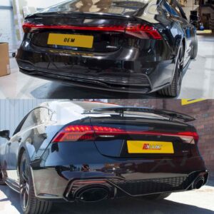 Audi RS7 style black edition honeycomb rear diffuser valance for A7 S7 4K8 2018-2022