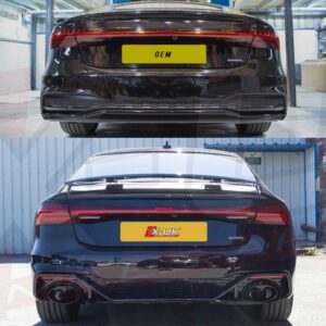 Audi RS7 style black edition honeycomb rear diffuser valance for A7 S7 4K8 2018-2022
