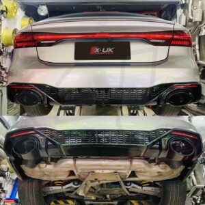 Audi RS7 style black edition honeycomb rear diffuser valance for A7 S7 4K8 2018-2022