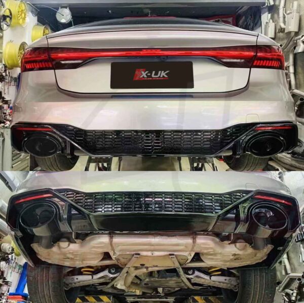 Audi RS7 style black edition honeycomb rear diffuser valance for A7 S7 4K8 2018-2022