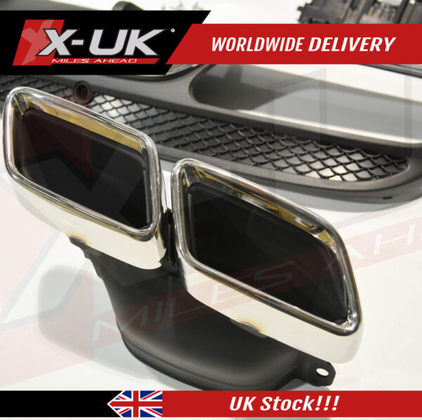 Mercedes C-Class W205 2015-2018 AMG line 4 door rear diffuser with chrome tips C63 style