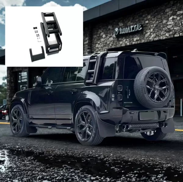 Gloss Black Side Mounted Roof Ladder Land Rover Defender 90/110 2019–2025
