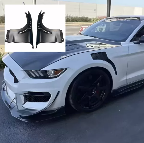 Ford Mustang GT500 KR style front Aluminum fenders plastic vents for 2015-2017 GT