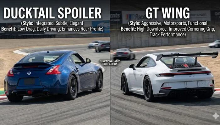 Ducktail Spoiler vs GT Wing Comparison
