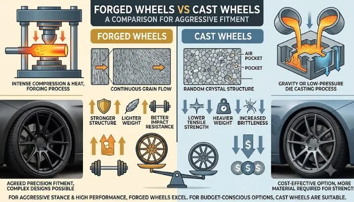 Forged Wheels vs Cast Wheels for Aggressive Fitment